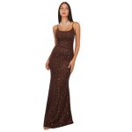 Robe de soir�e coupe sir�ne brod�e de sequins. fines bretelles r�glables et zip invisible dans le dos. ...