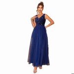 Robe de soirée longue sans manches à paillettes ecelen pour femme - robe de cocktail - bleu Robe de soirée longue sans manches à paillettes ecelen pour femme - robe de cocktail - bleu