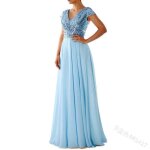 Robe de soire en mousseline  sequins ecelen pour femme - robe de demoiselle dhonneur trapze  col ...