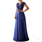 Robe de soire en mousseline  sequins ecelen pour femme - robe de demoiselle dhonneur trapze  col ...