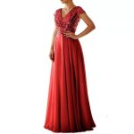 Robe de soire en mousseline  sequins ecelen pour femme - robe de demoiselle dhonneur trapze  col ...