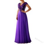 Robe de soire en mousseline  sequins ecelen pour femme - robe de demoiselle dhonneur trapze  col ...