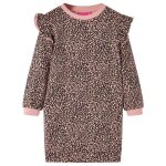 Robe sweat - vidaxl - imprim� l�opard - col rond - manches longues - taille 116