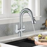 Robinet 3 voies avec douchette extractible & sortie eau filtrée robinet de cuisine double poignée acier ... Robinet 3 voies avec douchette extractible & sortie eau filtrée robinet de cuisine double poignée acier ...