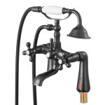 Robinet de baignoire - duoku - douchette � main - bronze huil� - installation sur pont - bec pivotant ...