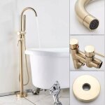 Robinet baignoire ilot autoportante dor bross - mitigeur baignoire ilot robinetterie pour salle de ...