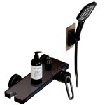 Robinet de baignoire mural mitigeur cascade bain douche noir bross� robinet cascade pour salle de bain ...