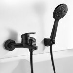 Robinet de baignoire noir robinetterie mitigeur monocommande avec douchette et flexible 1. 5m