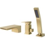 Robinet baignoire robinetterie 3 trous cascade or bross� design moderne