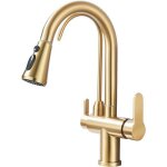 Robinet de cuisine � 3 voies avec deux sorties deau dor� 3 en 1 mitigeur de cuisine pour filtre � eau ...