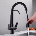Robinet de cuisine 3 voies avec douchette extractible & sortie eau filtr�e mitigeur de cuisine � double ...
