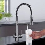 Robinet cuisine 3 voies mitigeur cuisine pivotant  360 robinetterie cuisine eau potable avec sortie ...