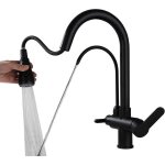 Robinet cuisine 3 voies noir douchette mitigeur evier rotatif  360 mitigeur cuisine 2 poignes  eau ...