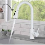 Robinet de cuisine blanc avec 3 modes de pulv�risation mitigeur �vier extractible robinetterie monocommande ...