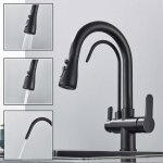 Robinet de cuisine douchette avec 3 modes?robinet mitigeur cuisine avec de l?eau pure - rotatif  360 ...