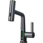 Robinet de cuisine extensible avec affichage de la temprature led pivotant  360 3 modes de jet deau ...