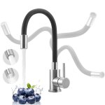Robinet de cuisine flexible avec 2 arroseurs deau mitigeur de cuisine noir m�langeur d�vier rotatif � ...