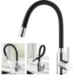 Robinet de cuisine flexible mitigeur vier flexible  bec rotatif 360 design chrom et noir robinet ...