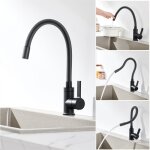 Robinet de cuisine flexible noir rotatif 360 mitigeur vier cuisine avec tuyau en silicone barboteur ...