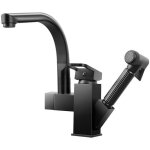 Robinet de cuisine - marsee - mitigeur vier 360 rotatif - bec pivotant - douchette tirable noir noir ...