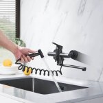 Robinet de cuisine montage mural tr�filage en acier inoxydable de jet deau �vier mitigeur mural pivotant ...