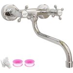 Robinet de cuisine mural chrom� robinet m�langeur double poign�e rotatif 360�