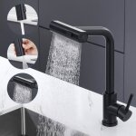 Robinet cuisine noir cascade mitigeur cuisine avec douchette extractible 3 modes escamotable rotatif ...