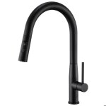 Robinet de cuisine noir en inox avec douchette extractible - mitigeur cuisine col de cygne rotatif à ... Robinet de cuisine noir en inox avec douchette extractible - mitigeur cuisine col de cygne rotatif à ...