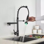 Robinet cuisine noir led robinetterie  ressort - mitigeur cuisine avec douchette extensible rotation ...