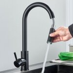 Robinet cuisine noir mitigeur cuisine douchette evier cuisine pivotant  360 dvier  arc lev pulvrisateur ...
