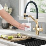 Robinet cuisine osmose 3 voies robinet mitigeur cuisine rotatif � 360� installation facile laiton acier ...