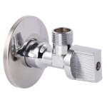 Robinet darr�t �querre quart de tour m�le 15x21 - m�le 12x17 + rosace noyon & thiebault