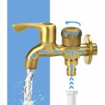 Robinet de jardin - largeight - 12 pouces - double sortie - raccords en laiton - arrosage jardin