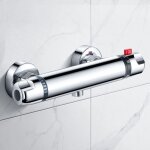 Robinet douche thermostatique mitigeur valve mur - gris - chrom - trou unique g1 / 2 - baignoire