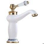 Robinet laiton vintage porcelaine bleu & blanc mitigeur cuisine & salle de bain Robinet laiton vintage porcelaine bleu & blanc mitigeur cuisine & salle de bain
