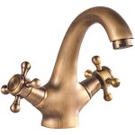 Robinet lavabo bronze antique mitigeur main chaude froide r�tro