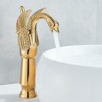 Robinet de lavabo en or robinet haut en forme de cygne �vier � poign�e unique robinet m�langeur deau ...