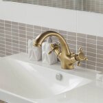 Robinet de lavabo retro mitigeur lavabo bross� robinet salle de bain � double poign�e robinetterie de ...