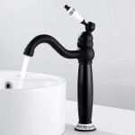 Robinet - jiangzha - lavabo r�tro noir - mitigeur pivotant 360� - laiton - �conomie deau