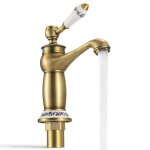 Robinet de lavabo rétro robinet salle bain en laiton bronzé haut mitigeur lavabo eau chaude et froide ... Robinet de lavabo rétro robinet salle bain en laiton bronzé haut mitigeur lavabo eau chaude et froide ...