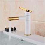 Robinet de lavabo de salle de bain cylindrique noir simple et contemporain mitigeur de lavabo - blanc ...