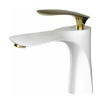 Robinet de lavabo de salle de bain au fini blanc mitigeur chrom dor lavabo montage sur pont robinet en ...
