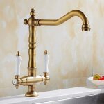 Robinet mitigeu cuisine vintage robinet de lavabo rtro 2 poignes rglable chaude et froide rotatif ...