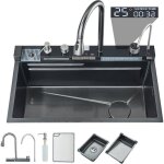Évier de cuisine professionnel inox robinet rétractable multifonctionnel 360° rotatif Évier de cuisine professionnel inox robinet rétractable multifonctionnel 360° rotatif