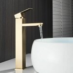 Robinet mitigeur monocommande haut bross or en pour lavabo salle de bain