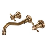 Robinet mitigeur mural pour lavabo de salle de bain 3 trous - couleur antique - mcj