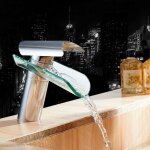 Robinet mitigeur - yyv - cascade en verre - couleurs multiples - lavabo et vasque - finition transparent ...