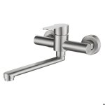 Robinet mural de cuisine - mitigeur inox pivotant  360 pour vier rglable pour eau chaude et froide ...