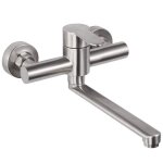 Robinet mural cuisine mitigeur mural inoxydable pivotant  360 pour vier de cuisine eau chaude et froidebros ...