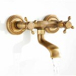 Robinet mural en cuivre vintage robinet de cuisine antique pivotant  180  vier mural avec robinet ...